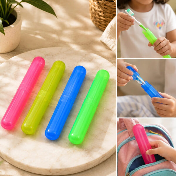 Toothbrush Holder 4 Pc – Plastic Travel Toothbrush Cover & Case